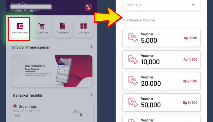 FLO Beli Voucher - pilih nominal voucher