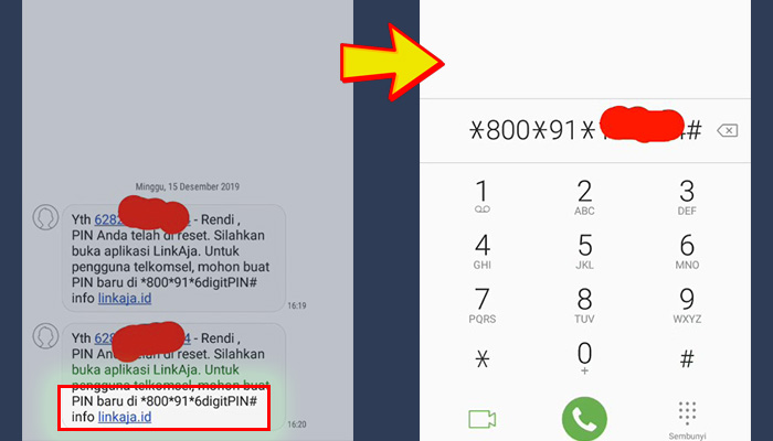 SMS - USSD bintang 800 bintang 91 bintang pin linkaja pagar