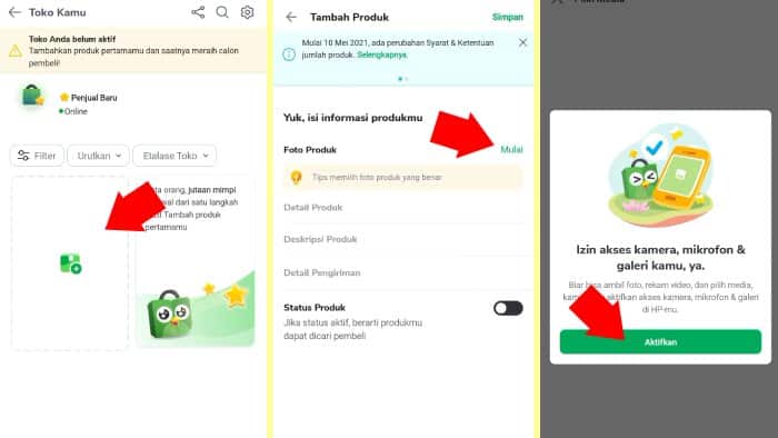 aktifkan toko tokopedia dengan mengupload produk