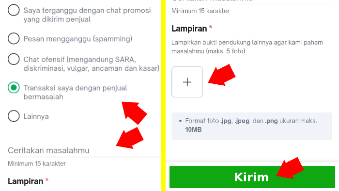 alasan dan bukti laporanmu atas suatu toko tokopedia