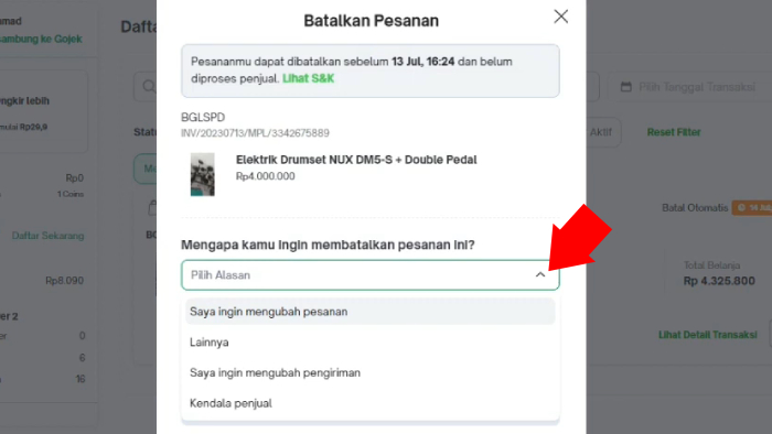 alasan mengapa membatalkan pesananmu di tokopedia