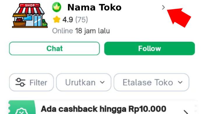 buka halaman toko yang ingin kamu laporkan ke toped