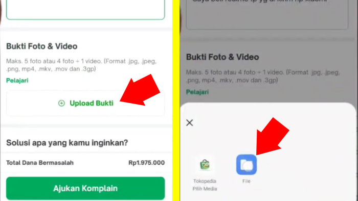 bukti foto dan video untuk retur barang tokopedia