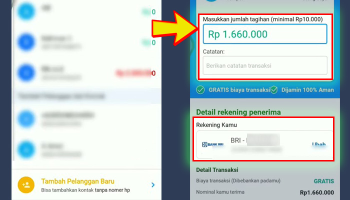 bukuwarung daftar pelanggan - nominal saldo - rekening bank