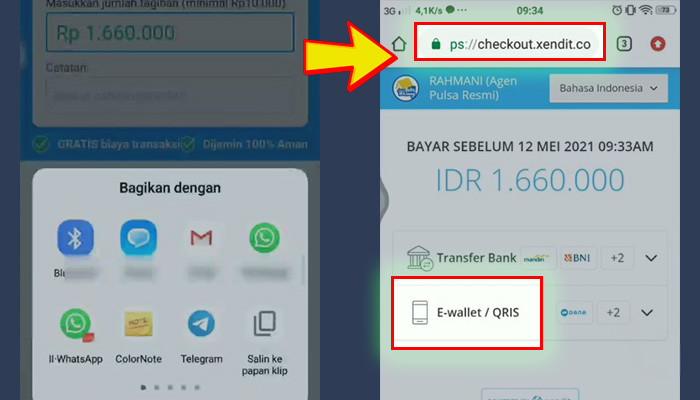 bukuwarung link tagihan - salin ke papan klip - browser checkout - e-wallet