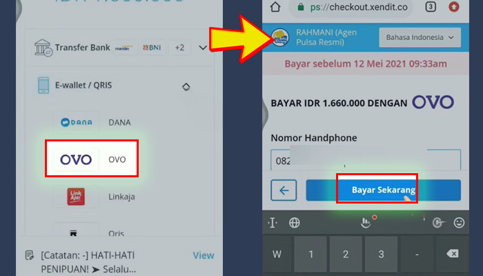 bukuwarung ovo - nomor handphone - bayar sekarang