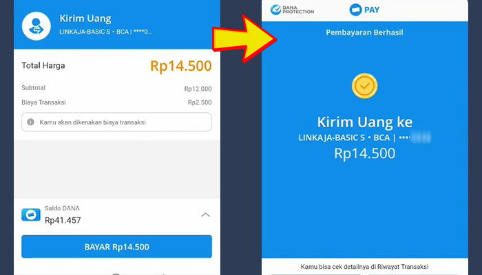 dana bayar bca linkaja - berhasil