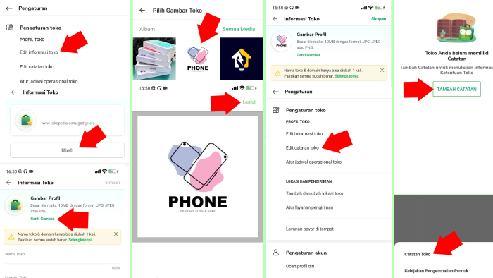 edit informasi toko seperti foto profil dan catatan toko tokopedia