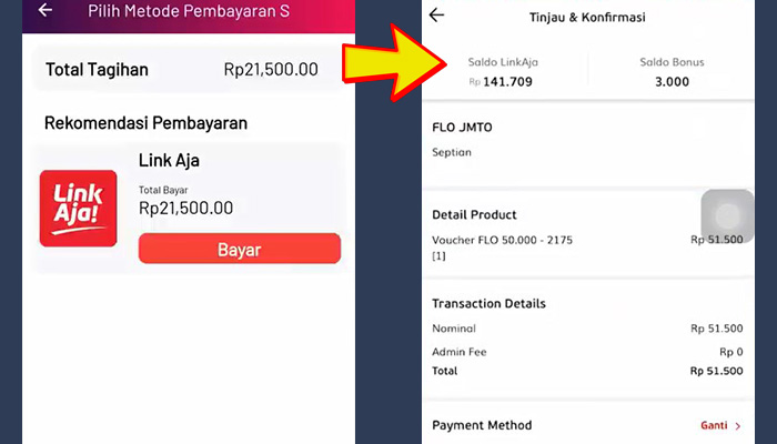 flo metode pembayaran linkaja - tinjau dan konfirmasi