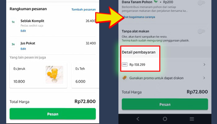 grab makanan rangkuman pembayaran - metode pembayaran