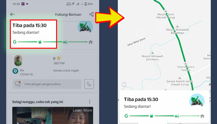 grab makanan sedang diantar - posisi grab rider