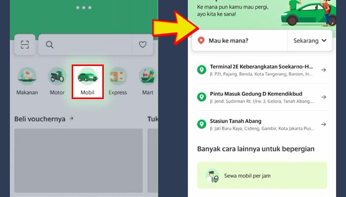 grab mobil - mau ke mana