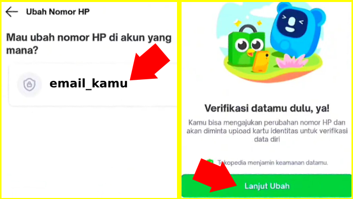 halaman awal ubah nomor hp