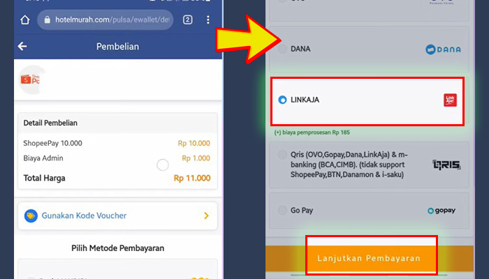 hotelmurah detail pembelian - linkaja lanjutkan pembayaran