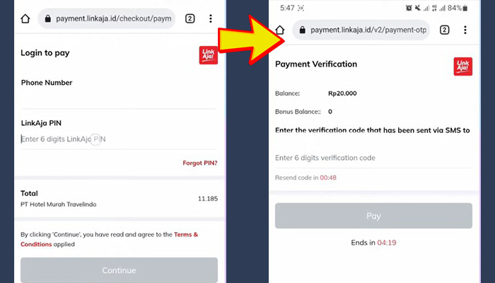 hotelmurah pin linkaja - kode otp sms