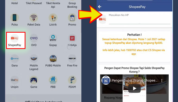 hotelmurah shopeepay - nomor hp nominal