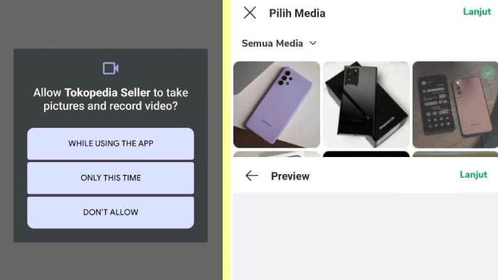 izinkan tokopedia seller mengakses gambar lanjutkan