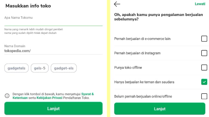 kasih tokomu nama yang unik dan isi survey toped