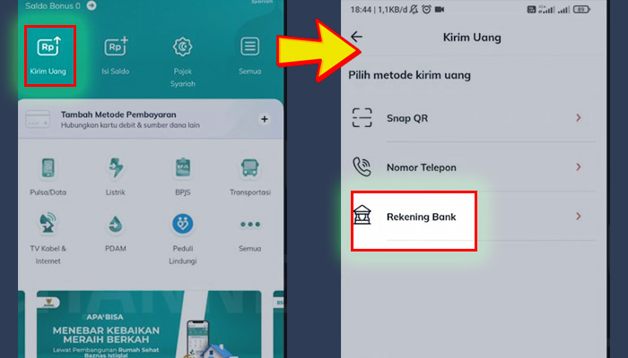 linkaja kirim uang - rekening bank