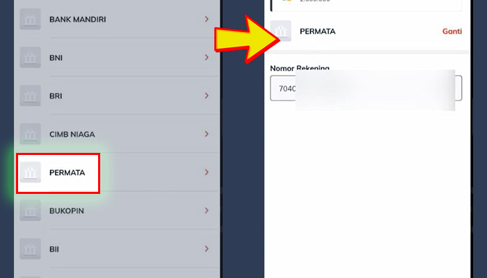 linkaja pilih bank tujuan permata - nomor rekening va