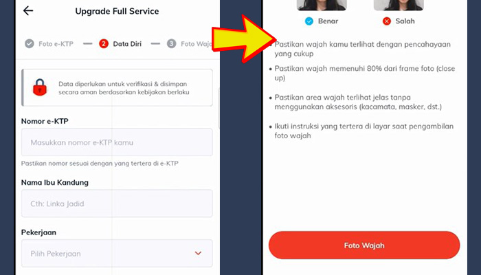 linkaja upgrade full service data diri - foto wajah