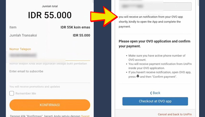 moopay nomor hp ovo konfirmasi - unipin checkout