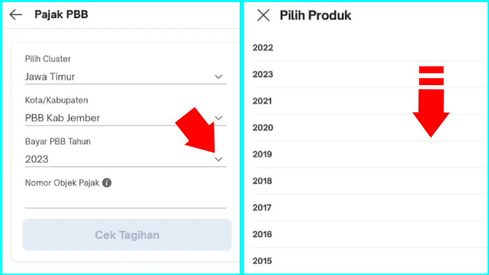 opsi bayar pbb tahun berapa dari tokopedia