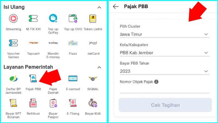 opsi layanan pemerintah pajak pbb dari tokopedia