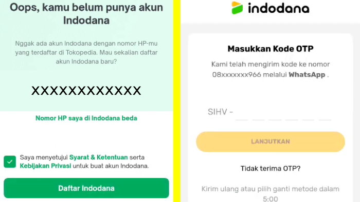 otp untuk daftar indodana toped paylater