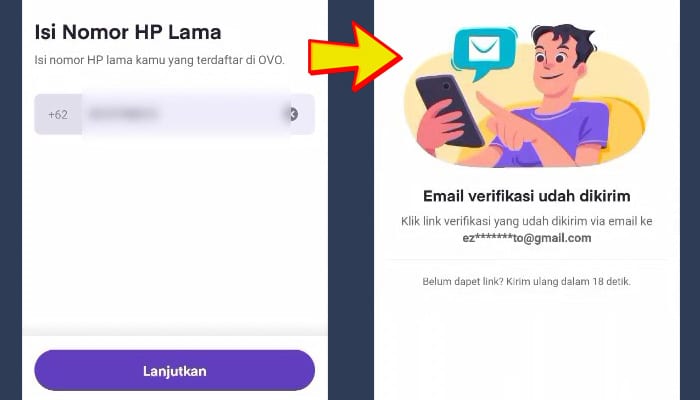 ovo isi nomor hp lama - email verifikasi udah dikirim