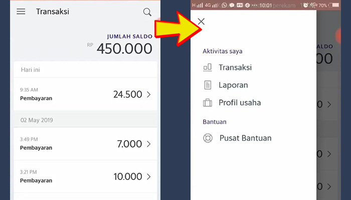 ovo merchant transaksi - fitur aktivitas saya