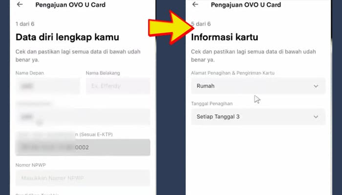 ovo u card data diri - informasi kartu