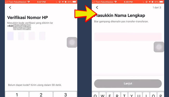 ovo verifikasi nomor hp - nama lengkap