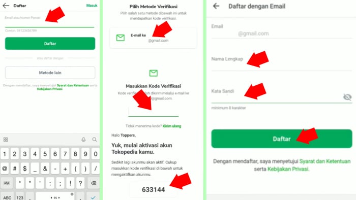 registrasi akun tokopedia biasa