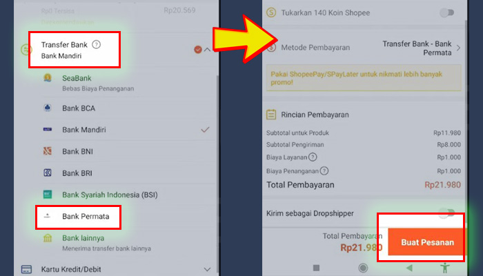 shopee transfer bank permata - konfirmasi buat pesanan