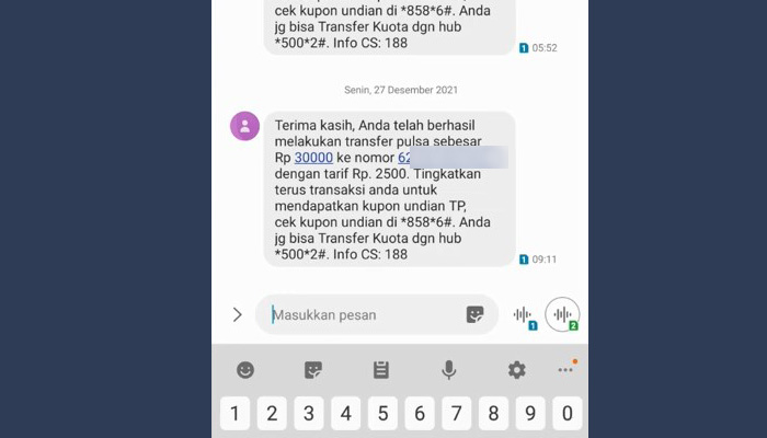 sms transfer pulsa