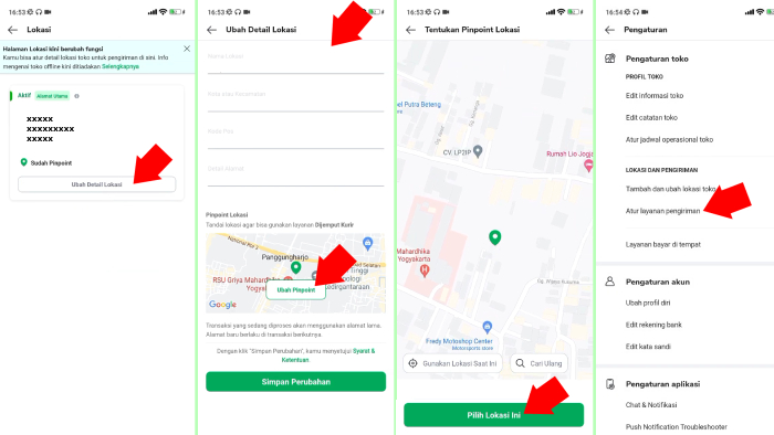 tambah dan ubah lokasi toko tokopedia