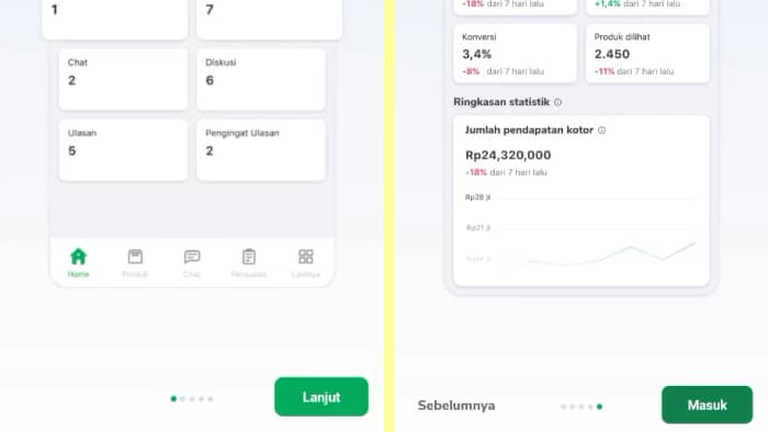 tap lanjut dan masuk untuk membuat toko di tokopedia