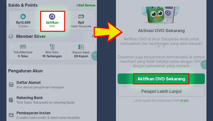 tokopedia aktifkan ovo - aktifkan ovo sekarang