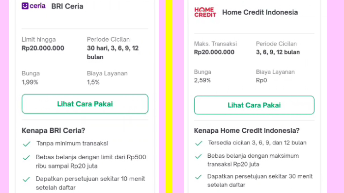 tokopedia paylater bri ceria dan home credit indonesia
