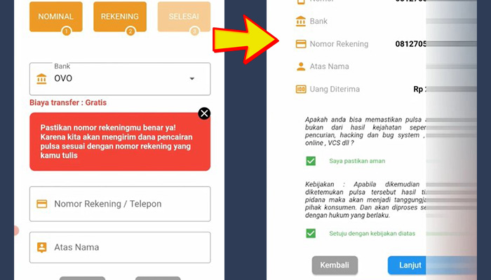via pulsa ovo nomor handphone - konfirmasi transfer