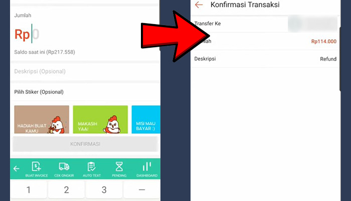 ShopeePay jumlah transfer - konfirmasi transaksi