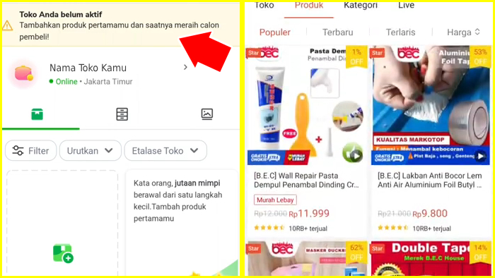 Mengaktifkan Toko Dropship yang Belum Aktif