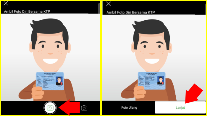 ambil foto selfie bersama ktp dengan jelas