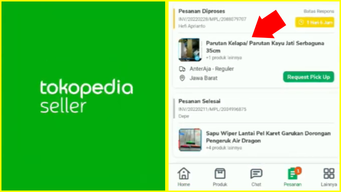 buka aplikasi tokopedia seller lalu tap menu pesanan dan pilih pesanan yang akan diproses