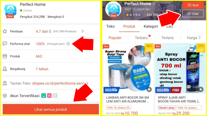 cek performa chat supplier lalu chat
