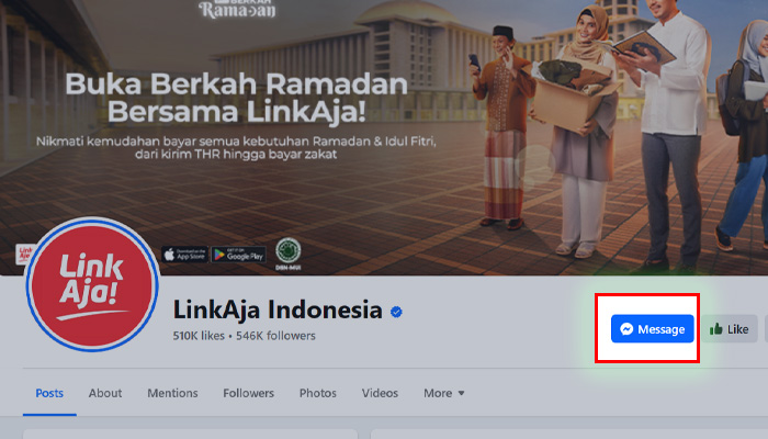 facebook linkaja indonesia message pesan