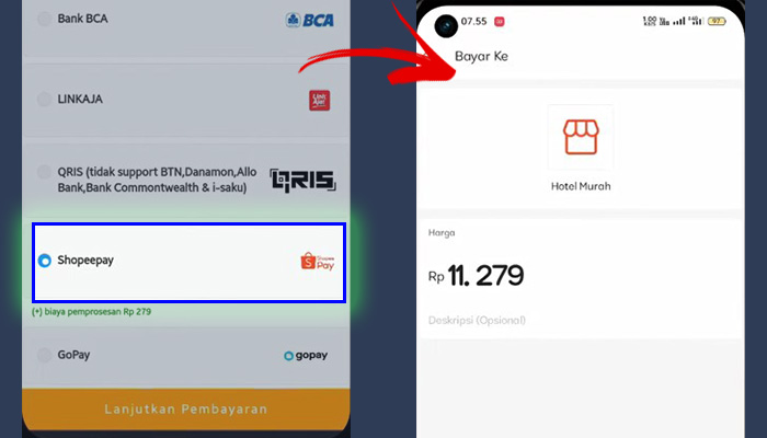 hotelmurah metode pembayaran shopeepay - lanjutkan pembayaran