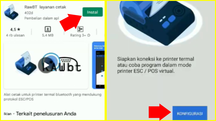 install rawbt untuk koneksi ke printer termal