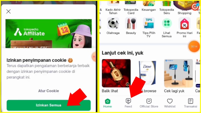 izinkan penyimpanan cookie tap feed